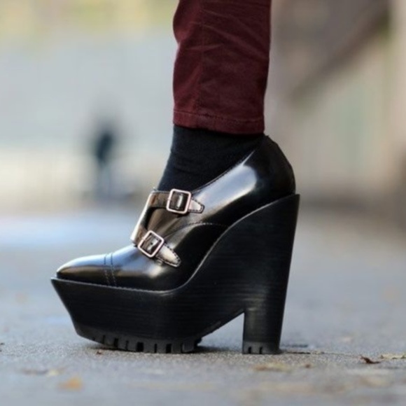 RARE Burberry Prorsum Creeper Monk Strap Wedges - Picture 2 of 6